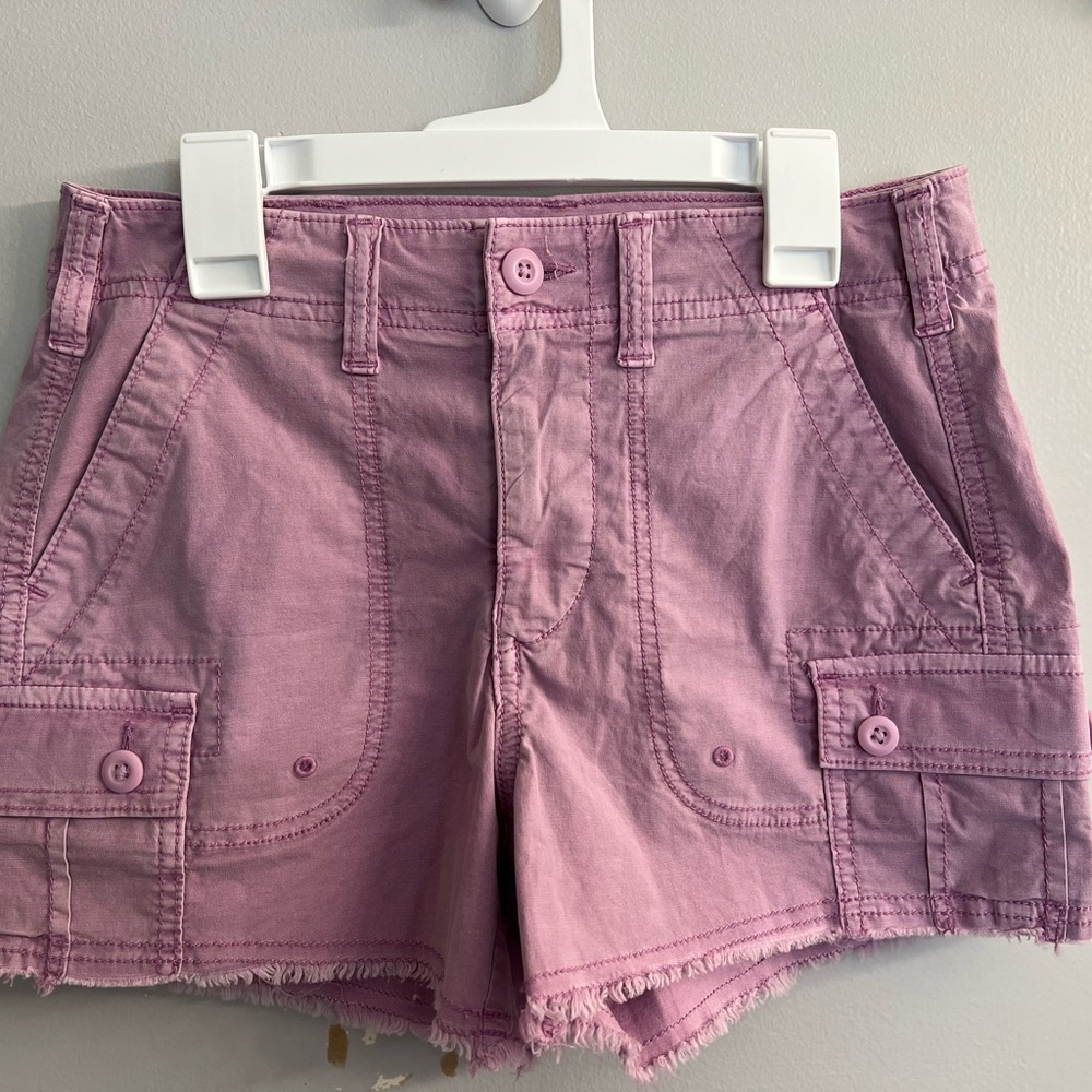 American Eagle 90s Boyfriend Cargo Shorts Purple Stretch Sz 000 NWT